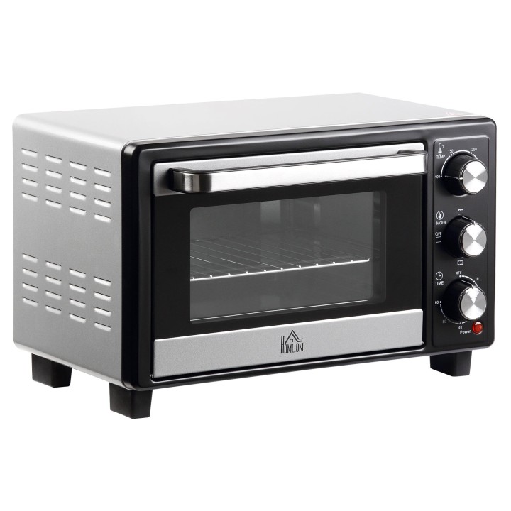 HOMCOM 16L Mini Countertop Oven | 1400W, Timer — Black/Silver