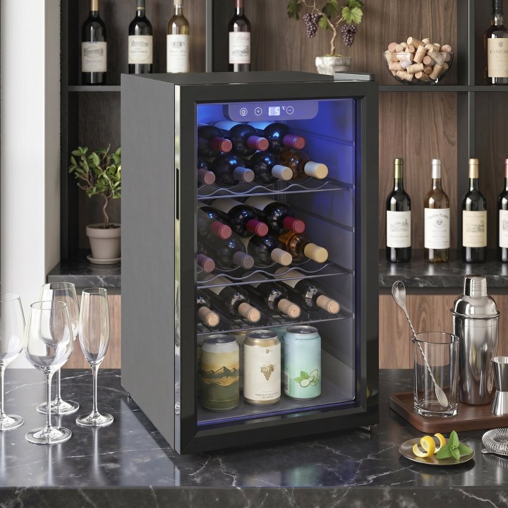 HOMCOM 24-Bottle Wine Cooler | 68L, Freestanding — Black
