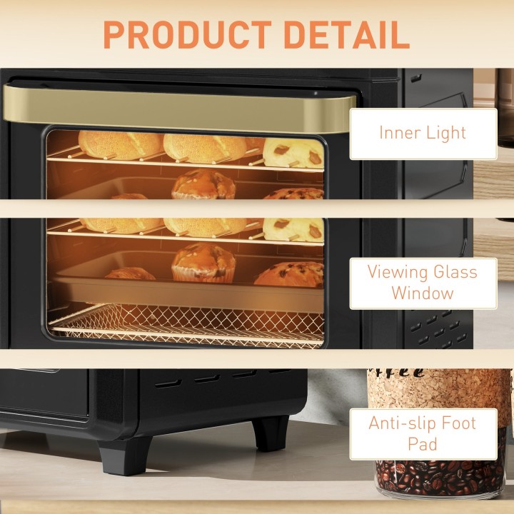 HOMCOM 10L Air Fryer Oven & Mini Oven | Grill, Roast, 1000W