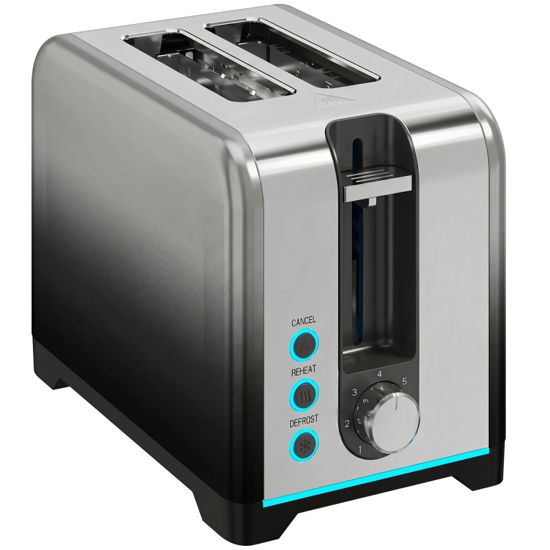 HOMCOM 2-Scheibentoaster | 7 Bräunungsstufen, Aufwärmen & Auftauen