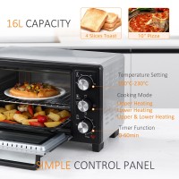 HOMCOM 16L Mini bänkugn | 1400W, Timer — Svart/Silver