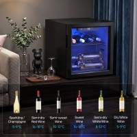 HOMCOM 12-Cantinetta vini da bottiglia | 36L, Porta in vetro, LED — Nero