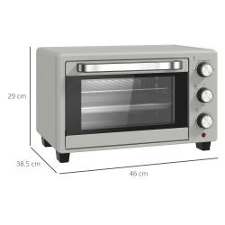 HOMCOM 21L Mini Bänkugn | Dubbel nivå, Timer — Silver
