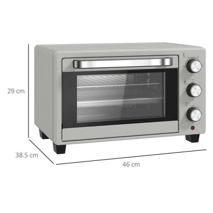 HOMCOM 21L Mini Countertop Oven | Dual Tier, Timer — Silver