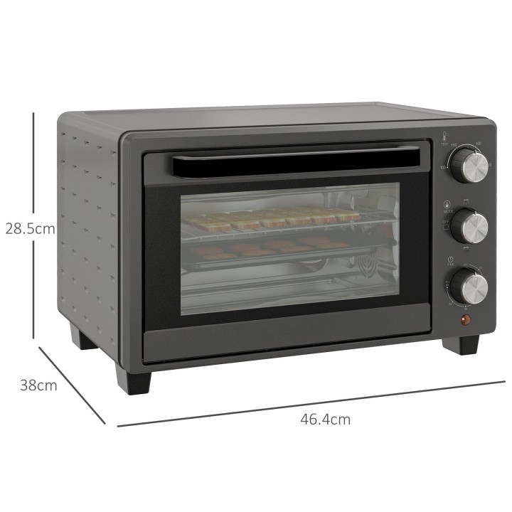 HOMCOM 21L Mini Countertop Oven | Dual Tier, Timer — Grey