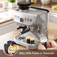 HOMCOM 15-Bar-Kaffeemaschine | Mühle, Dampfgarer — Silber