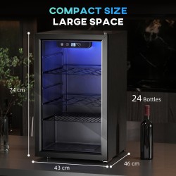 HOMCOM 24-Cave à vin pour bouteilles | 68L, Autoportant — Noir