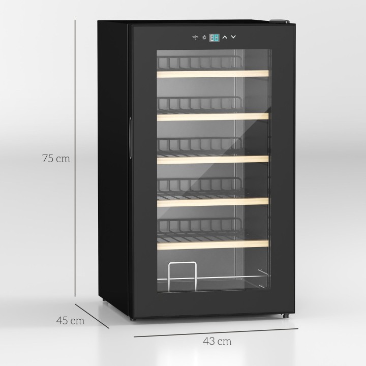 HOMCOM 24-Bottle Wine Fridge | 65L, Touch Screen — Black