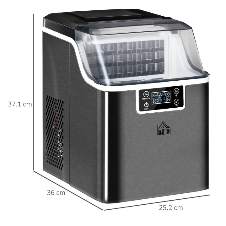 HOMCOM 3.2L Compact Ice Machine | LCD Screen — Black