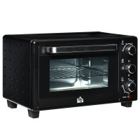 HOMCOM 21L Mini Benkeovn | Dobbel Hylle, Timer — Svart