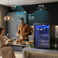 HOMCOM 16-Cave à vin bouteille | 48L, Porte en verre, LED — Noir