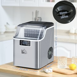 HOMCOM 3.2L Compact Ice Machine | LCD Screen — Silver
