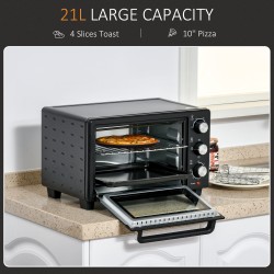 HOMCOM 21L Mini Countertop Oven | Dual Tier, Timer — Black