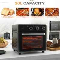 HOMCOM 20L Mini Convection Oven with Air Fry | 7-in-1 — Black