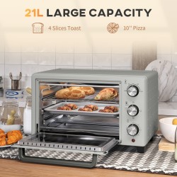 HOMCOM 21L Mini Countertop Oven | Dual Tier, Timer — Silver