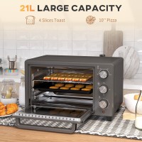 HOMCOM 21L Mini Countertop Oven | Dual Tier, Timer — Grey