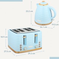 HOMCOM Vannkoker & 4-Skiver Brødrister Sett | 3000W — Lyseblå
