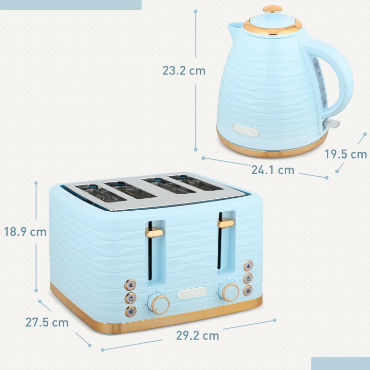 HOMCOM Kettle & 4-Slice Toaster Set | 3000W — Light Blue