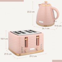 Bouilloire HOMCOM & 4-Ensemble grille-pain à tranches | 3000W — Rose clair