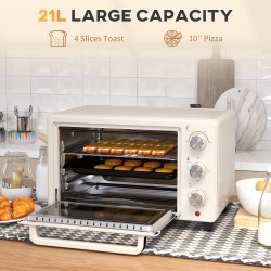 HOMCOM 21L Mini-Tischbackofen | Doppelter Einschub, Timer — Weiß