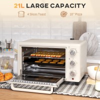 HOMCOM 21L Mini Countertop Oven | Dual Tier, Timer — White