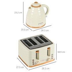 Bollitore HOMCOM & 4-Set con Tostapane a Fette | Ebollizione Rapida — Beige