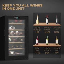 HOMCOM 24-Bottle Wine Fridge | 65L, Touch Screen — Black