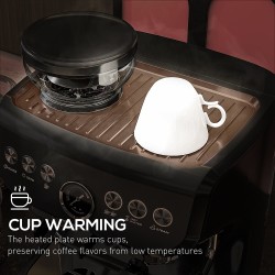 HOMCOM 15-Bar Coffee Machine | Grinder, Steamer — Black