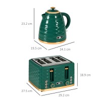 Bouilloire HOMCOM & 4-Ensemble grille-pain à tranches | Ébullition rapide — Vert