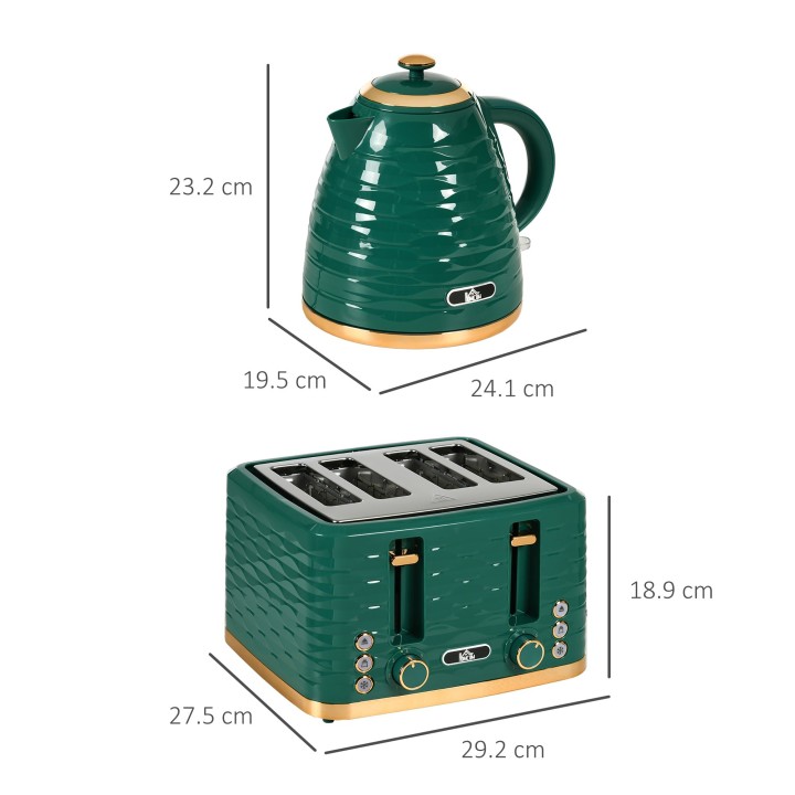 HOMCOM Kettle & 4-Slice Toaster Set | Rapid Boil — Green