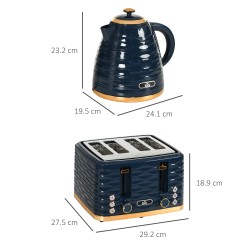 Hervidor HOMCOM & 4-Set de Tostadora de Ranuras | Ebullición Rápida — Azul