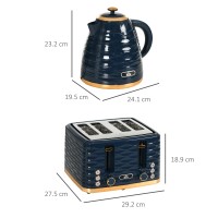 HOMCOM Kettle & 4-Slice Toaster Set | Rapid Boil — Blue