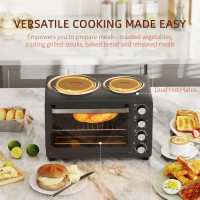 HOMCOM 28L Mini Four avec 2 Plaques Chaudes | Gril et Cuisson, 2600W