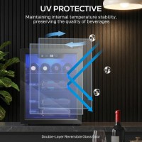 HOMCOM 16-Cave à vin bouteille | 48L, Porte en verre, LED — Noir