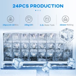 HOMCOM 3.2L Compact Ice Machine | LCD Screen — Silver
