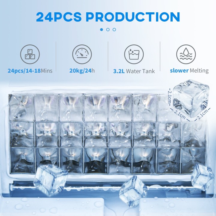HOMCOM 3.2L Compact Ice Machine | LCD Screen — Silver