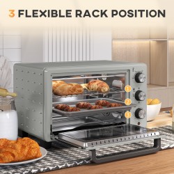 HOMCOM 21L Mini Countertop Oven | Dual Tier, Timer — Silver