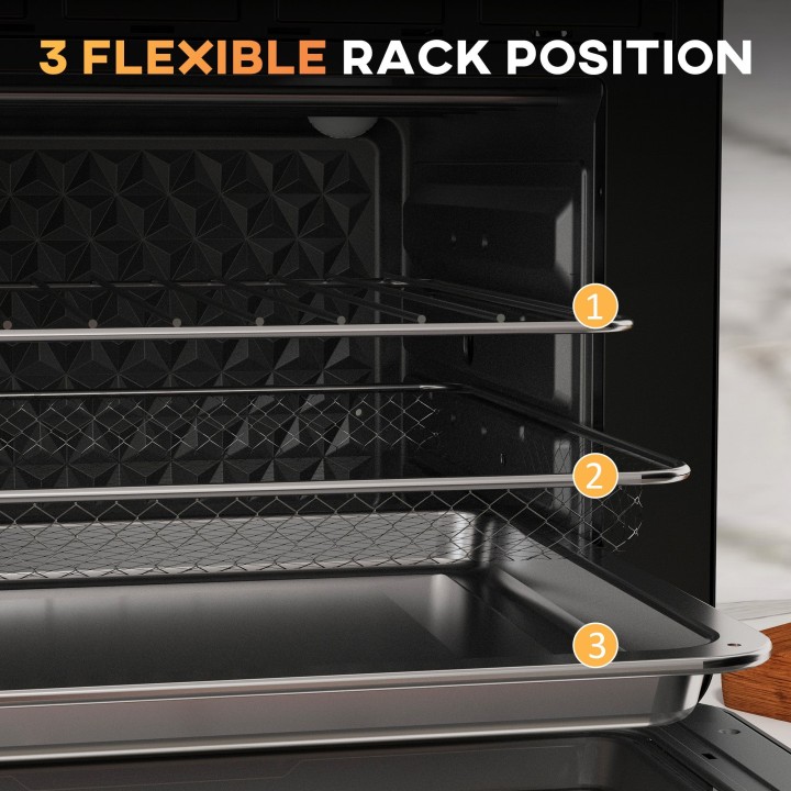 HOMCOM 20L Mini Convection Oven with Air Fry | 7-in-1 — Black