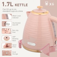 Bouilloire HOMCOM & 4-Ensemble grille-pain à tranches | 3000W — Rose clair
