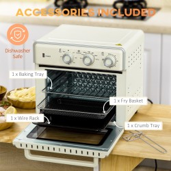 HOMCOM 20L Mini elektrisk ovn | 7 Funktioner, luftfriture — creme