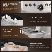 HOMCOM 15-Bar-Kaffeemaschine | Mühle, Dampfgarer — Silber