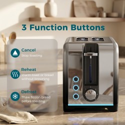 HOMCOM 2-Slice Toaster | 7 Browning Levels, Reheat & Defrost