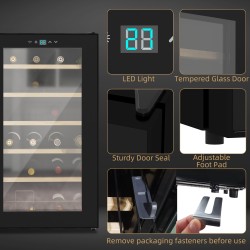 HOMCOM 24-Bottle Wine Fridge | 65L, Touch Screen — Black