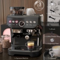 HOMCOM 15-Macchina da caffè bar | Macinino, vaporizzatore — Nero