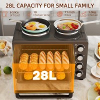 HOMCOM 28L Mini Four avec 2 Plaques Chaudes | Gril et Cuisson, 2600W
