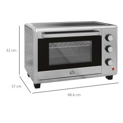 HOMCOM 30L Mini sähköuuni | 60–230°C, ajastin — hopea