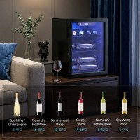 HOMCOM 16-Cave à vin bouteille | 48L, Porte en verre, LED — Noir