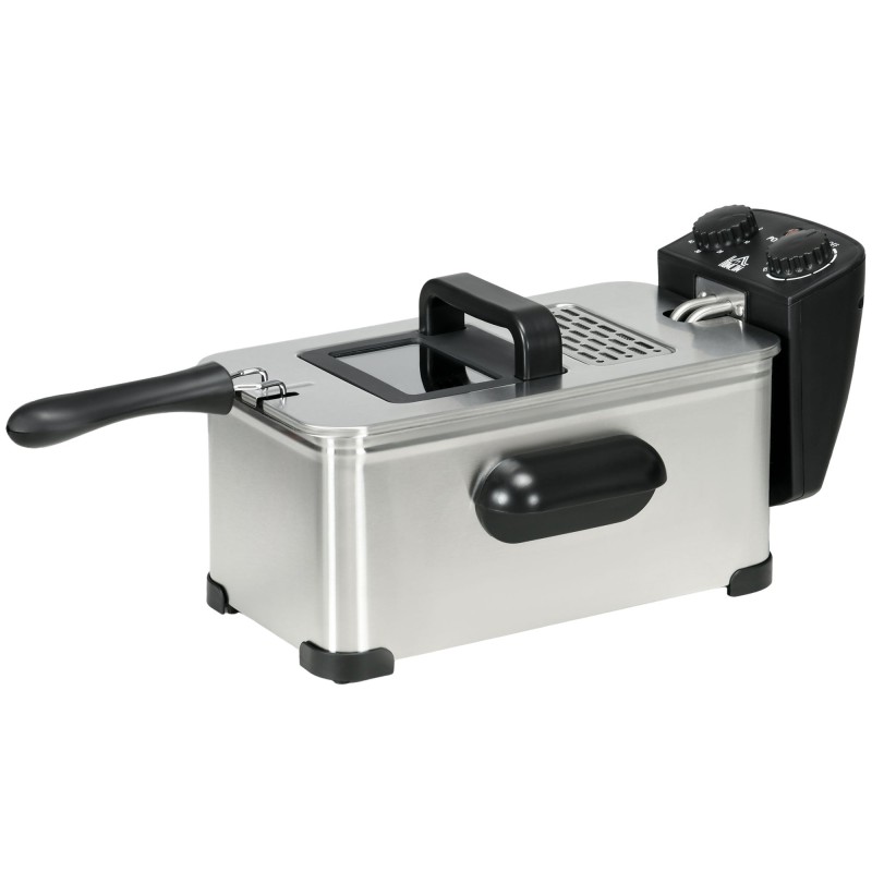 HOMCOM 3L Frituregryde | Justerbar temperatur, timer, 2000W