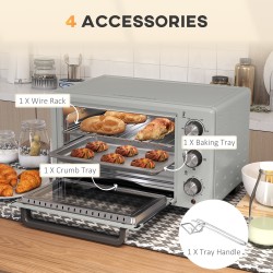 HOMCOM 21L Mini Countertop Oven | Dual Tier, Timer — Silver