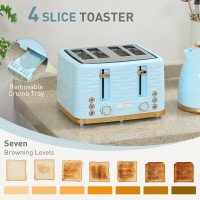 HOMCOM Waterkoker & 4-Snede Broodrooster Set | 3000W — Lichtblauw